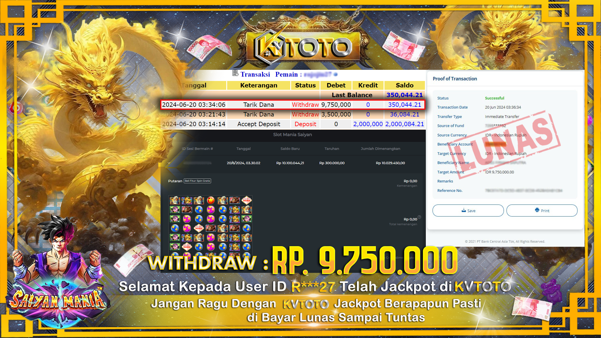 ✨ JACKPOT DI SLOT MANIA SAIYAN ✨