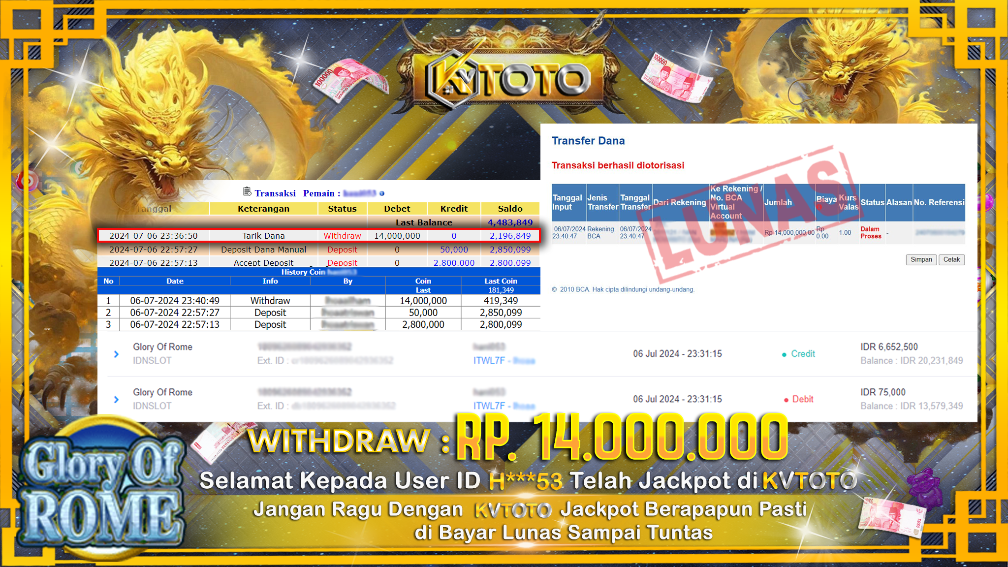 ✨ JACKPOT DI SLOT GLORY OF ROME  ✨