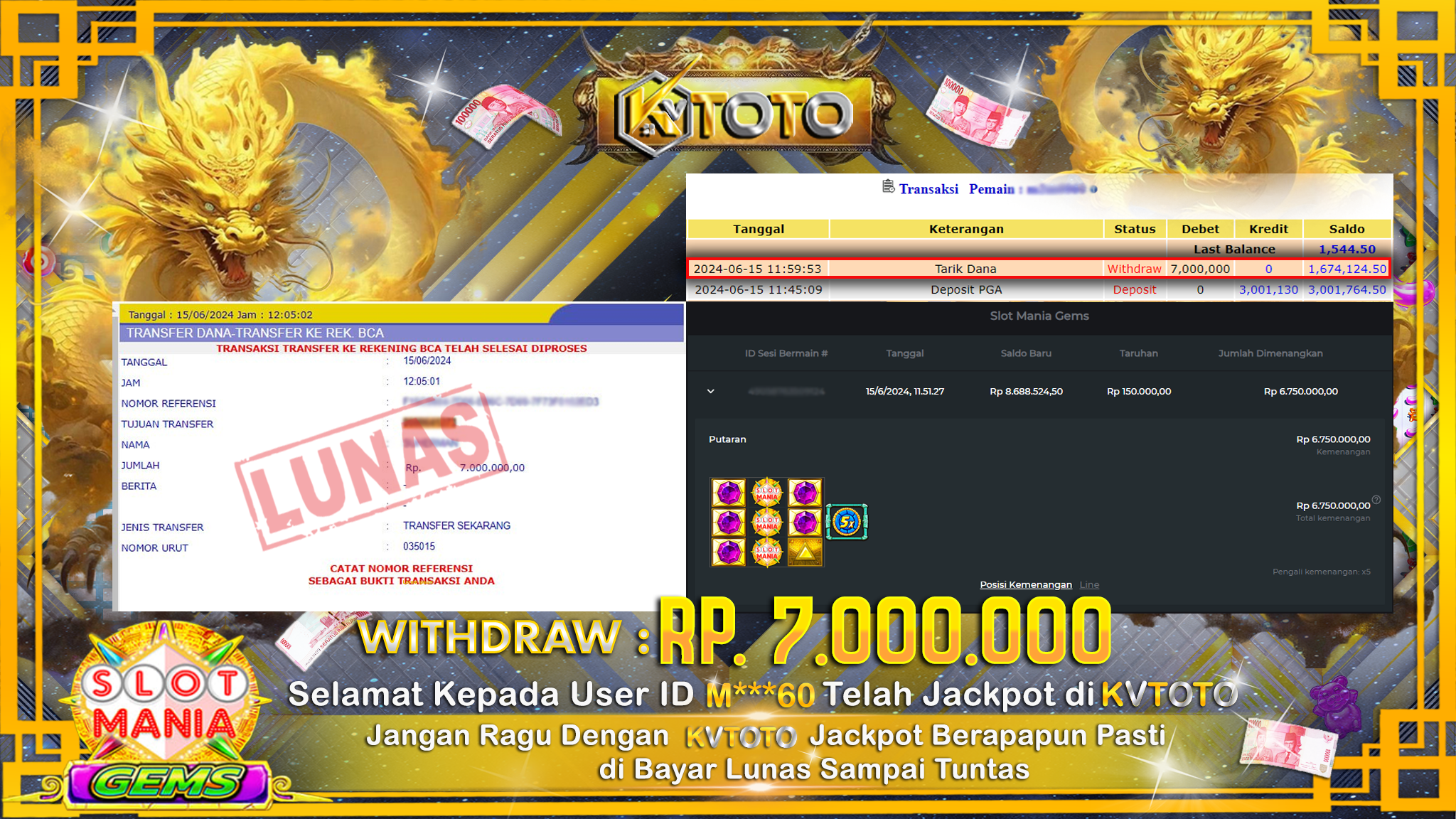 ✨ JACKPOT DI SLOT MANIA GEMS ✨