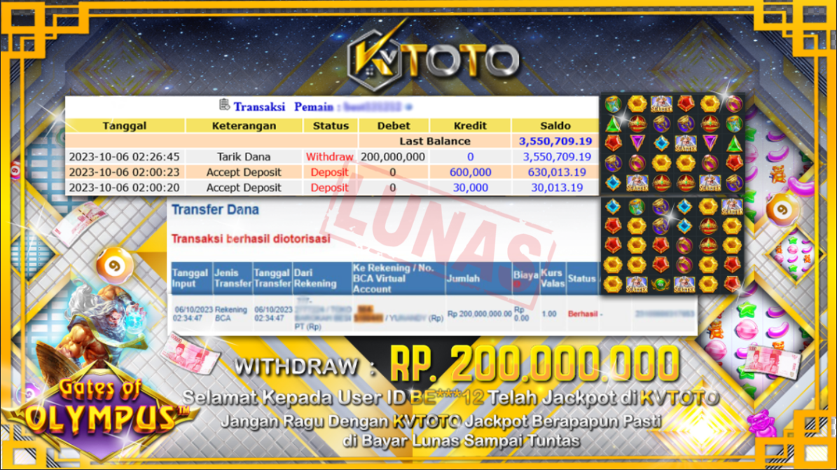 JACKPOT NYA GATES OF OLYMPUS DI KVTOTO TERGACOR BOSKU!! SUDAH PASTI BAYAR LUNAS DAN CEPAT BURUAN DI COBA