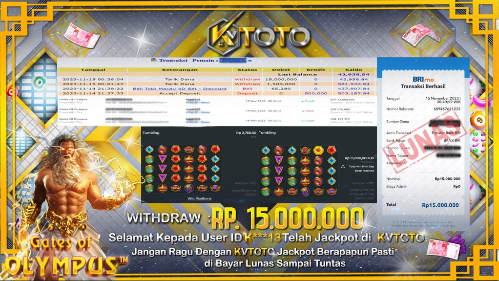 ✨ JACKPOT SLOT GATES OF OLYMPUS KVTOTO ✨