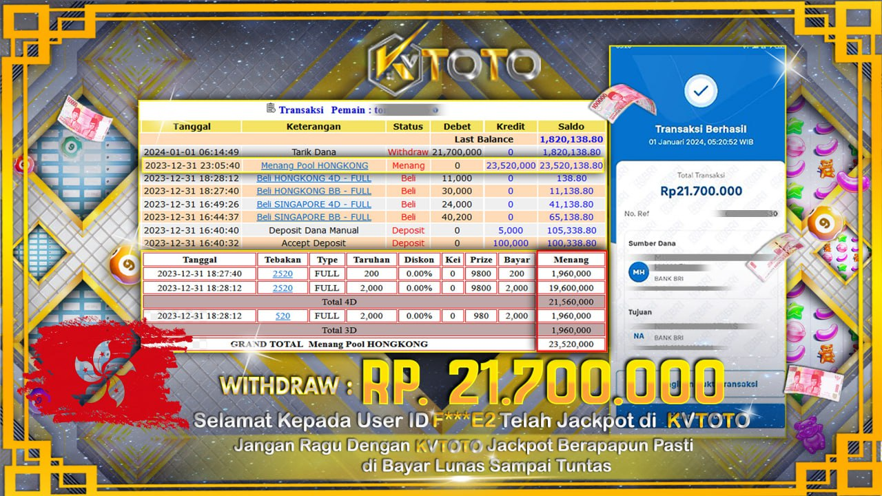 ✨ JACKPOT TOTO HONGKONG POOLS DI KVTOTO ✨