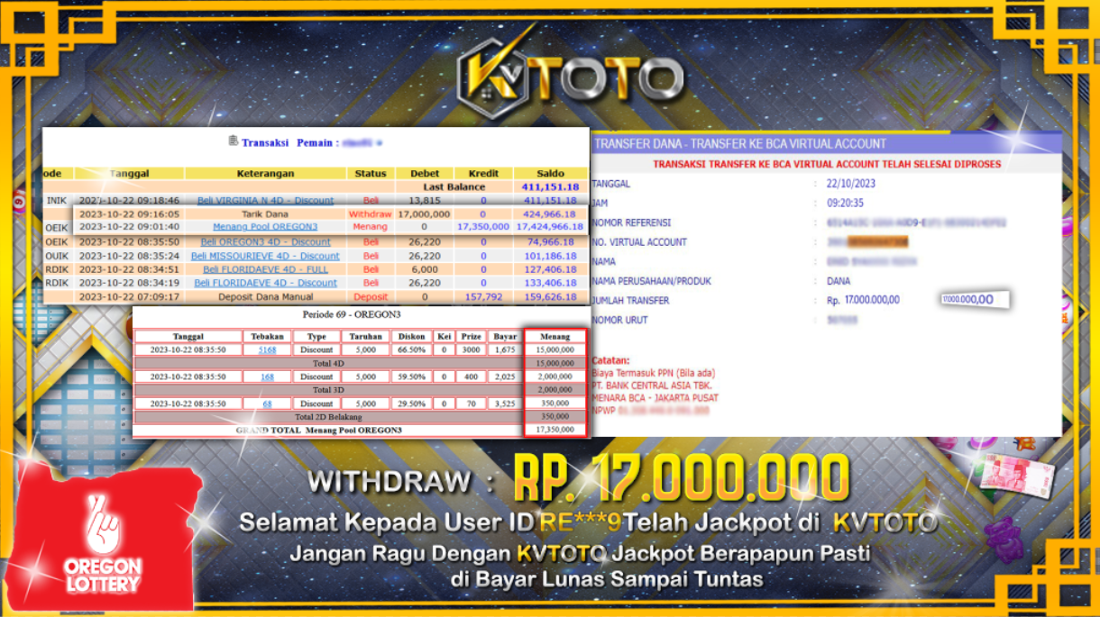 JACKPOT DI KVTOTO TOGEL OREGON JACPOT LANGSUNG DI BAYAR LUNAS DAN CEPAT HANYA DI KVTOTO BOSKU!!