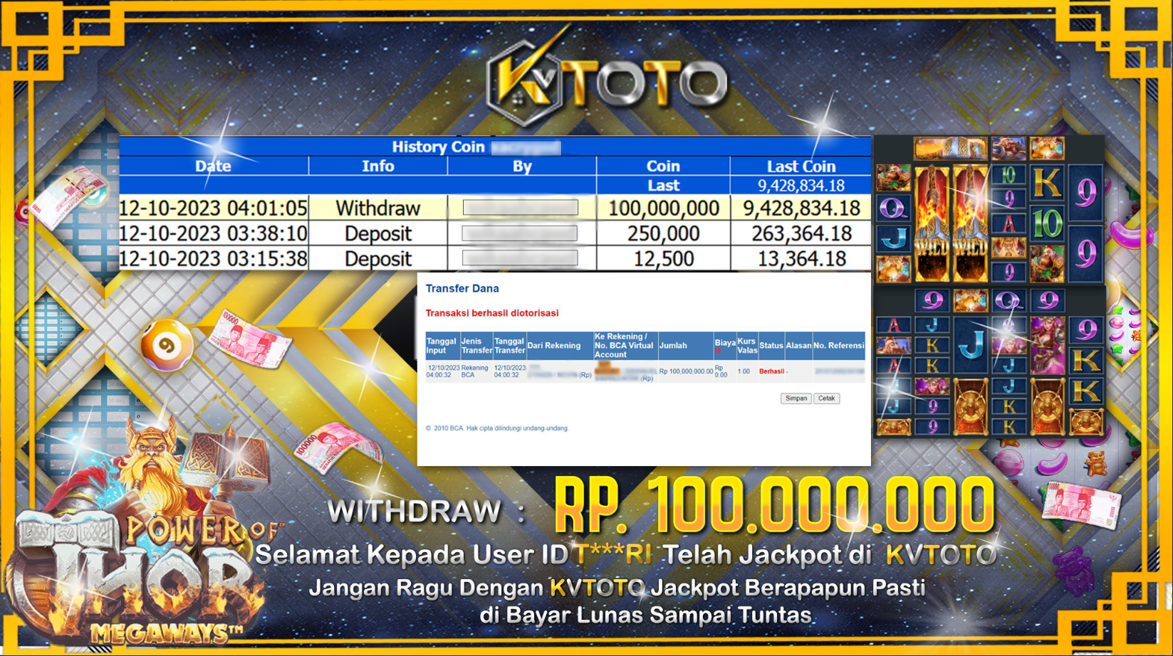 KVTOTO JACKPOT POWER OF THOR PASTI GACOR DAN DI BAYAR LUNAS!!!