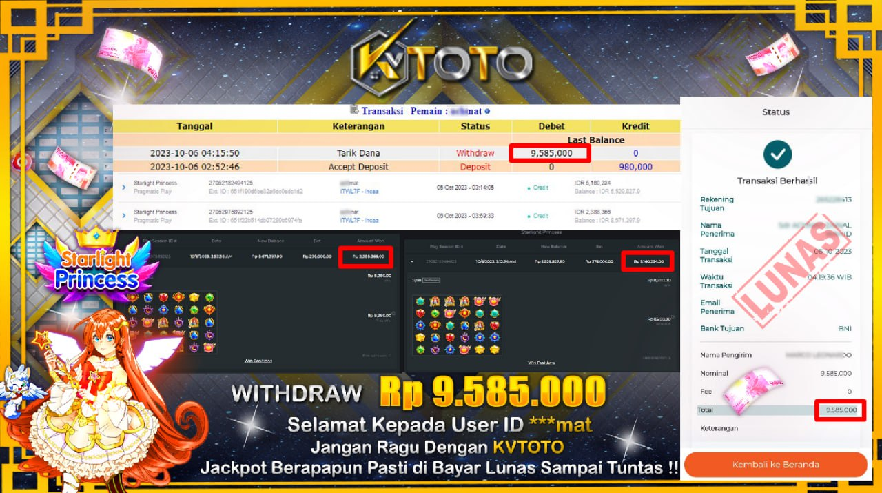 JACKPOT STARLIGHT PRINCESS PASTI GACOR DI KVTOTO BOSKUU!! BERAPAPUN PASTI DI BAYAR LUNAS DAN CEPAT