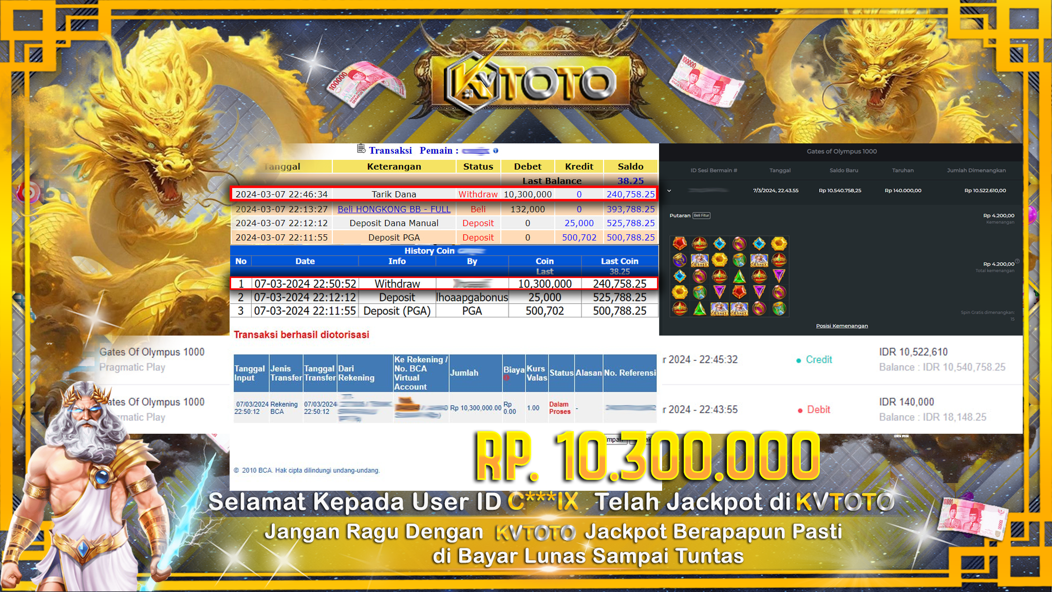 ✨ JACKPOT SLOT GATES OF OLYMPUS 1000 ✨