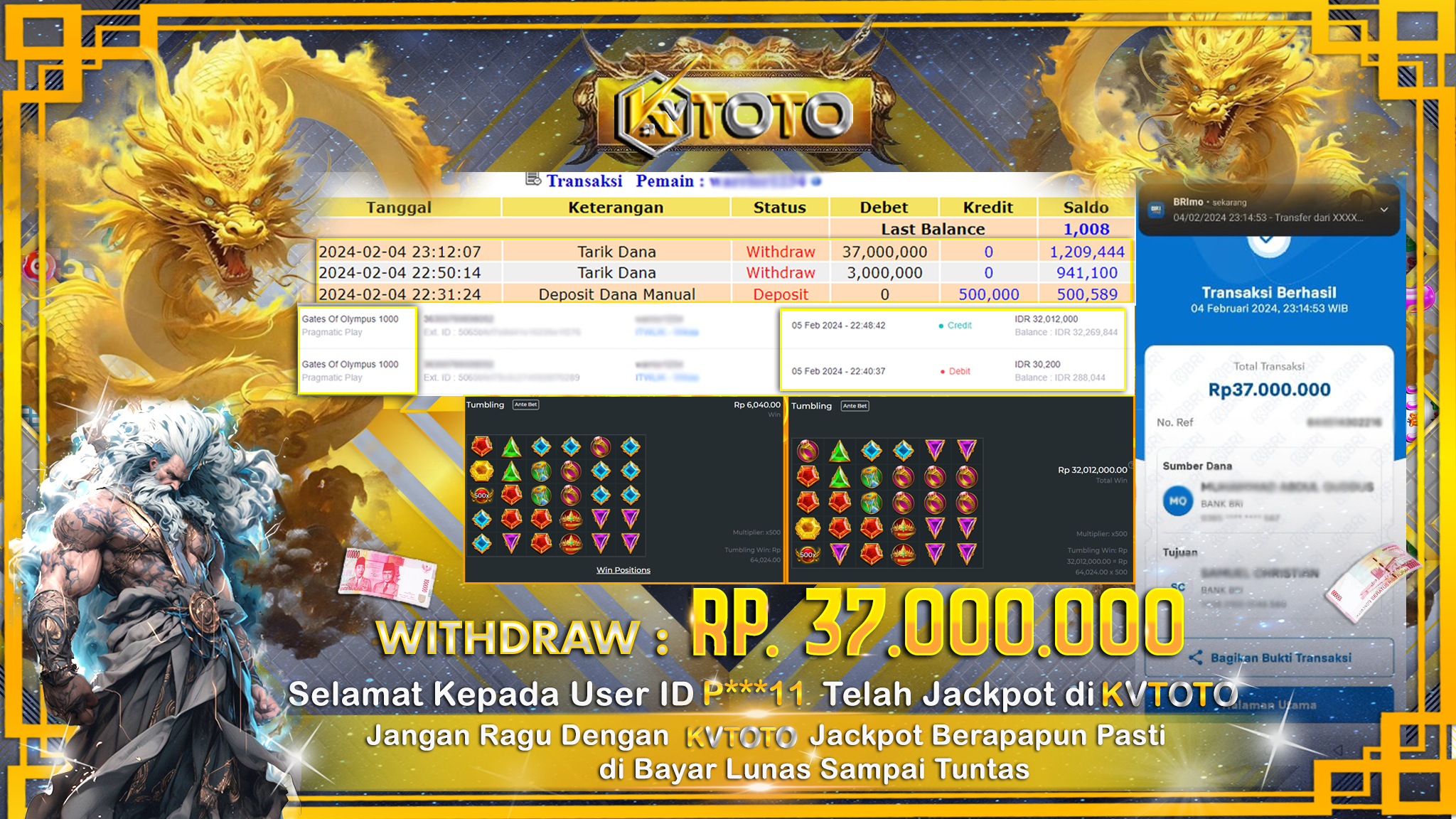 ✨ JACKPOT SLOT GATES OF OLYMPUS 1000 ✨