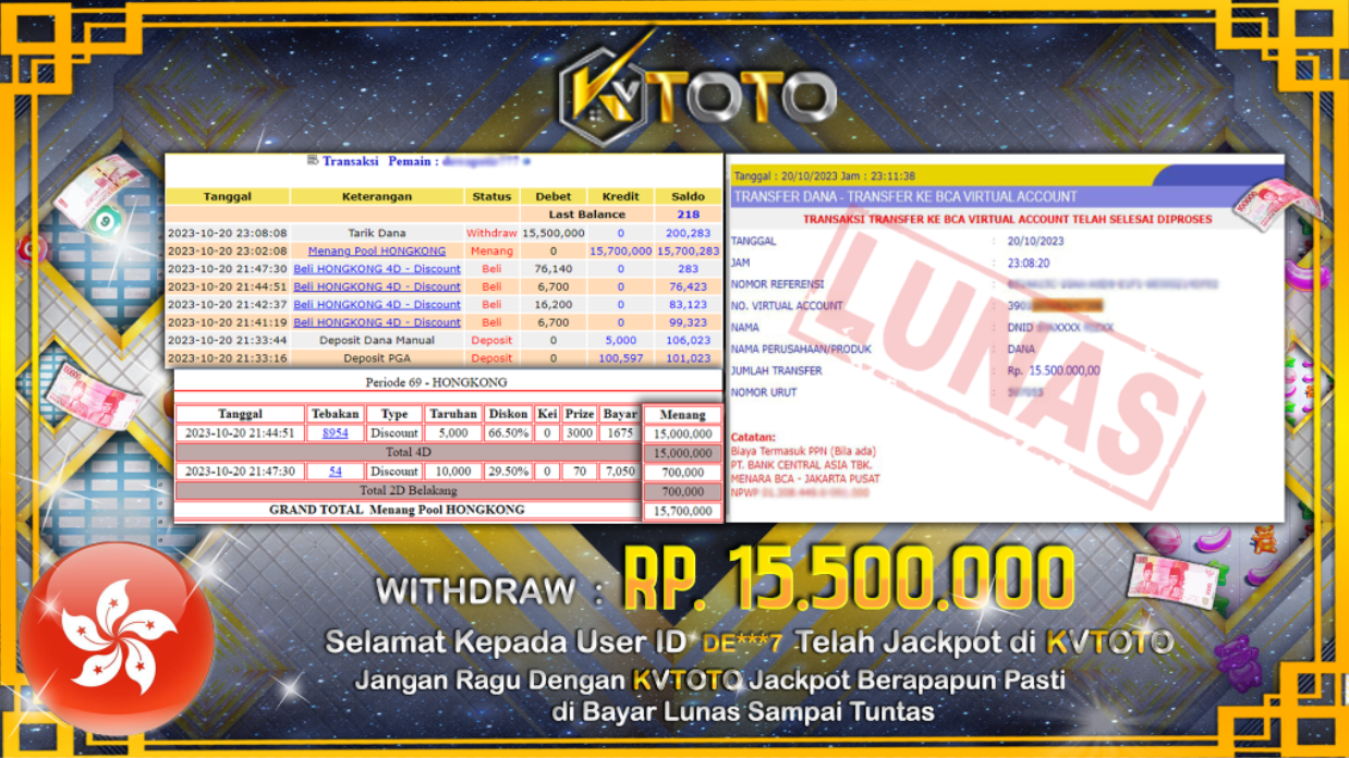 JACKPOT DI PASARAN HONGKONG LANGSUNG DI BAYAR LUNAS DAN CEPAT DI KVTOTO BOS KU!