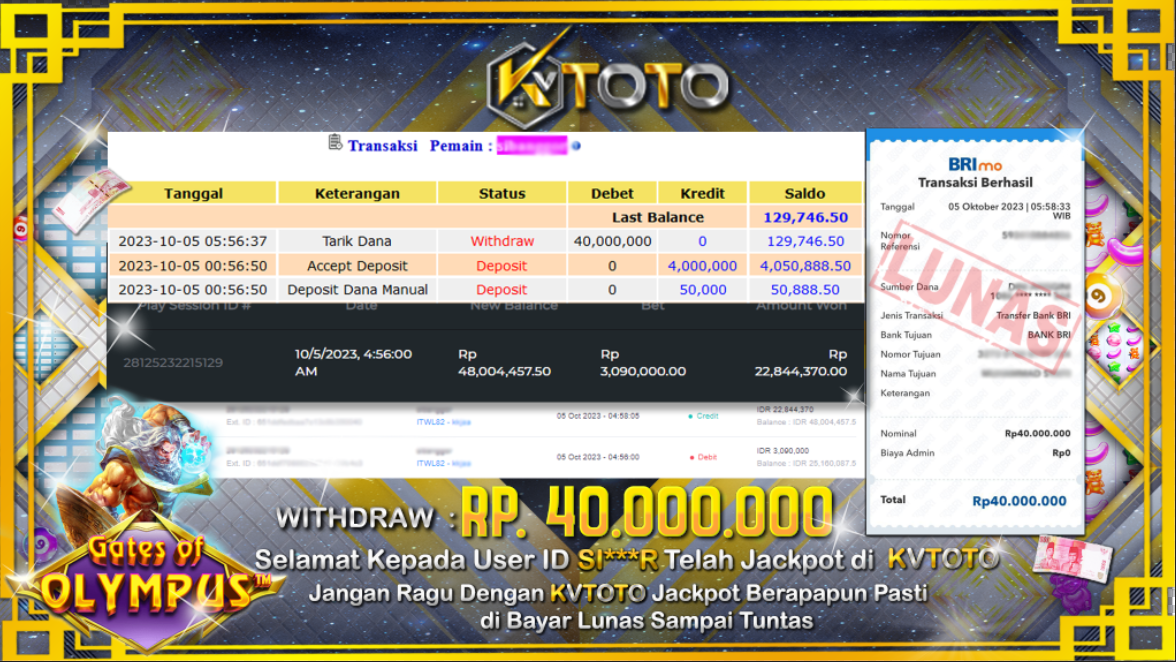 JACKPOT PARAGMATIC GATES OF OLYMPUS DI KVTOTO GACOR BOSKUU!!! DI PASTIKAN BAYAR LUNAS DAN CEPAT