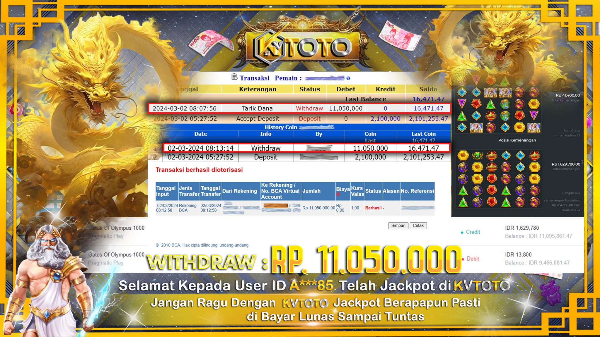 ✨ JACKPOT SLOT GATES OF OLYMPUS 1000 ✨