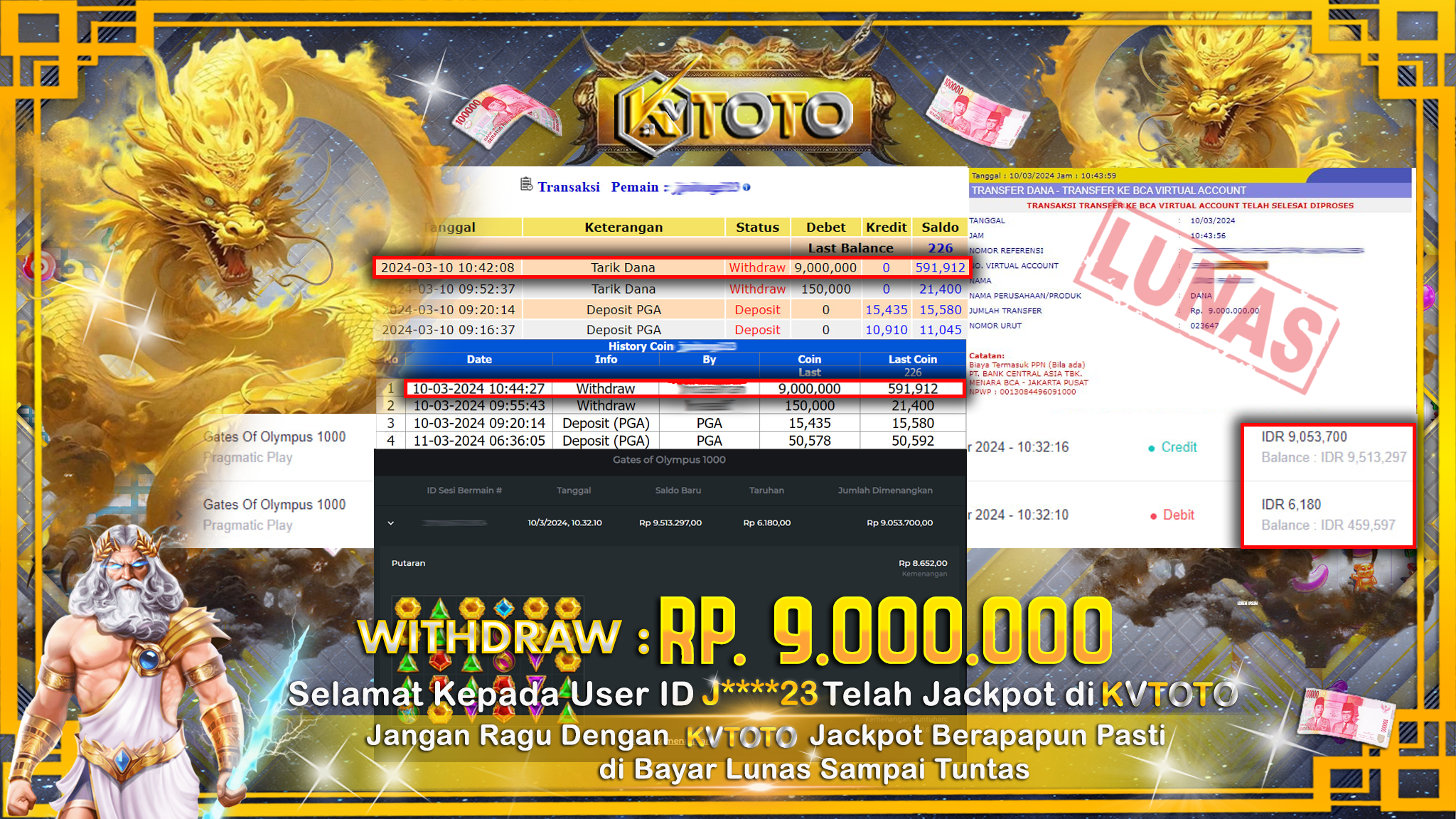 ✨ JACKPOT SLOT GATES OF OLYMPUS 1000 ✨