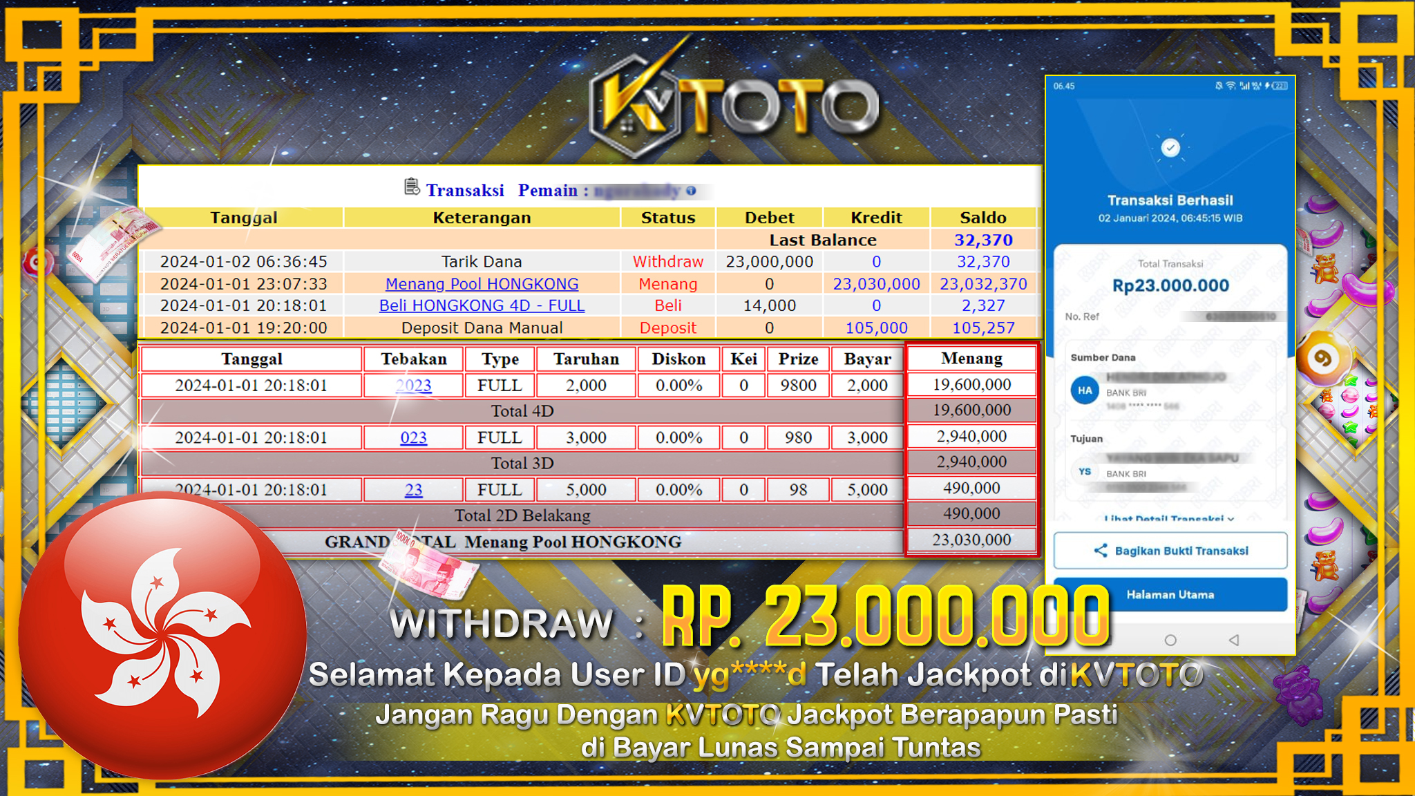 ✨ JACKPOT TOTO HONGKONG POOLS DI KVTOTO ✨