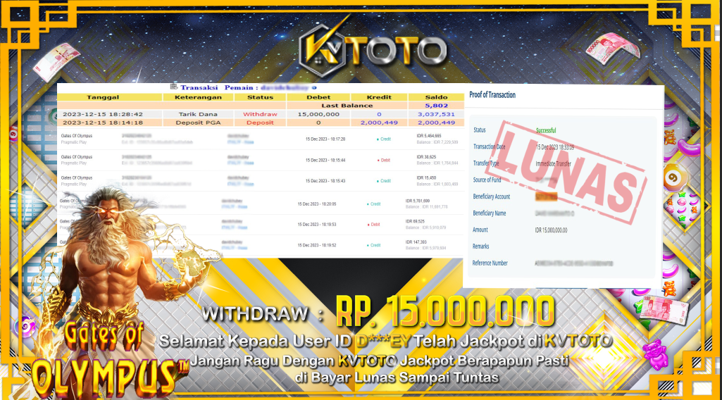 ✨ JACKPOT SLOT GATES OF OLYMPUS DI KVTOTO ✨