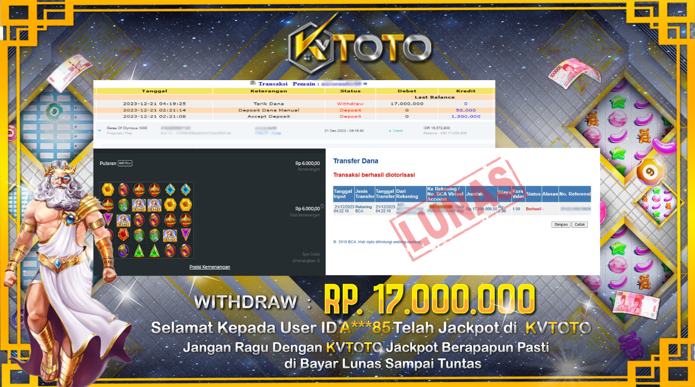 ✨ JACKPOT SLOT GATES OF OLYMPUS 1000 ✨