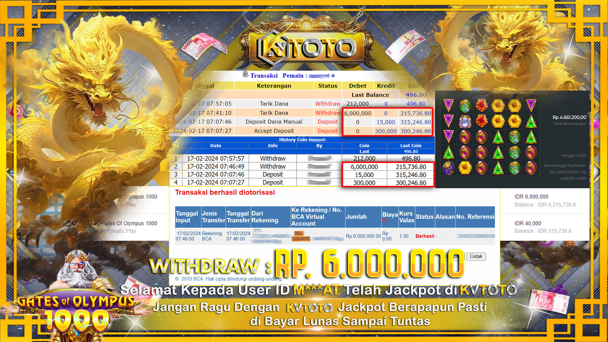 ✨ JACKPOT SLOT GATES OF OLYMPUS 1000 ✨