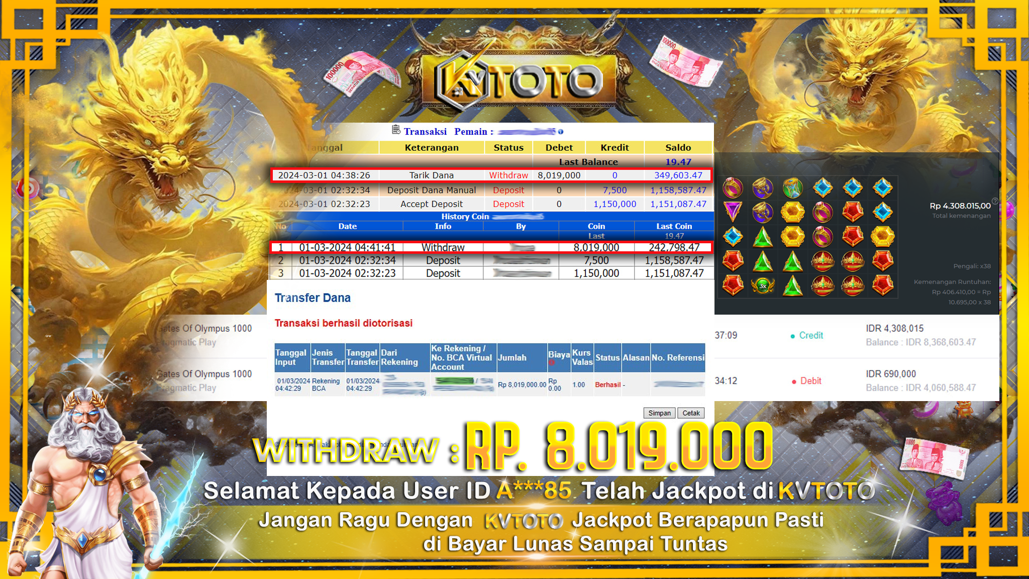 ✨ JACKPOT SLOT GATES OF OLYMPUS 1000 ✨