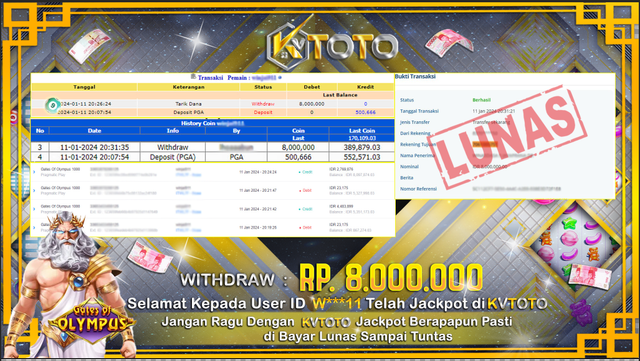 ✨ JACKPOT SLOT GATES OF OLYMPUS 1000 ✨