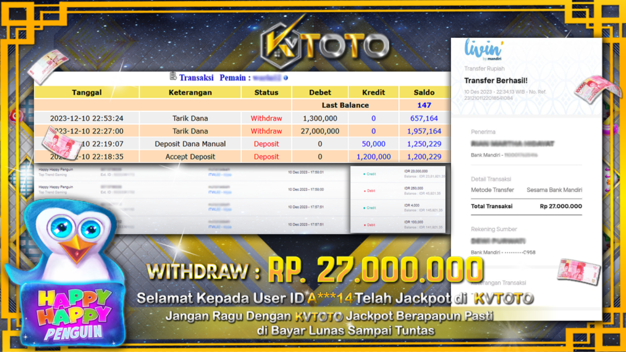 ✨ JACKPOT SLOT DI KVTOTO HAPPY HAPPY PENGUIN SLOT✨