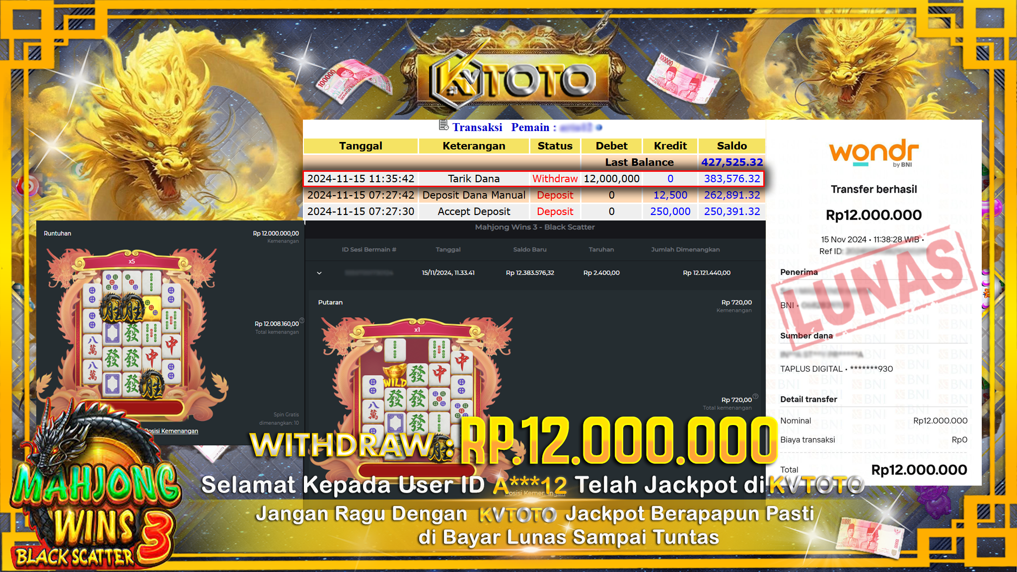 ✨ JACKPOT Di SLOT MAHJONG WINS 3 ✨