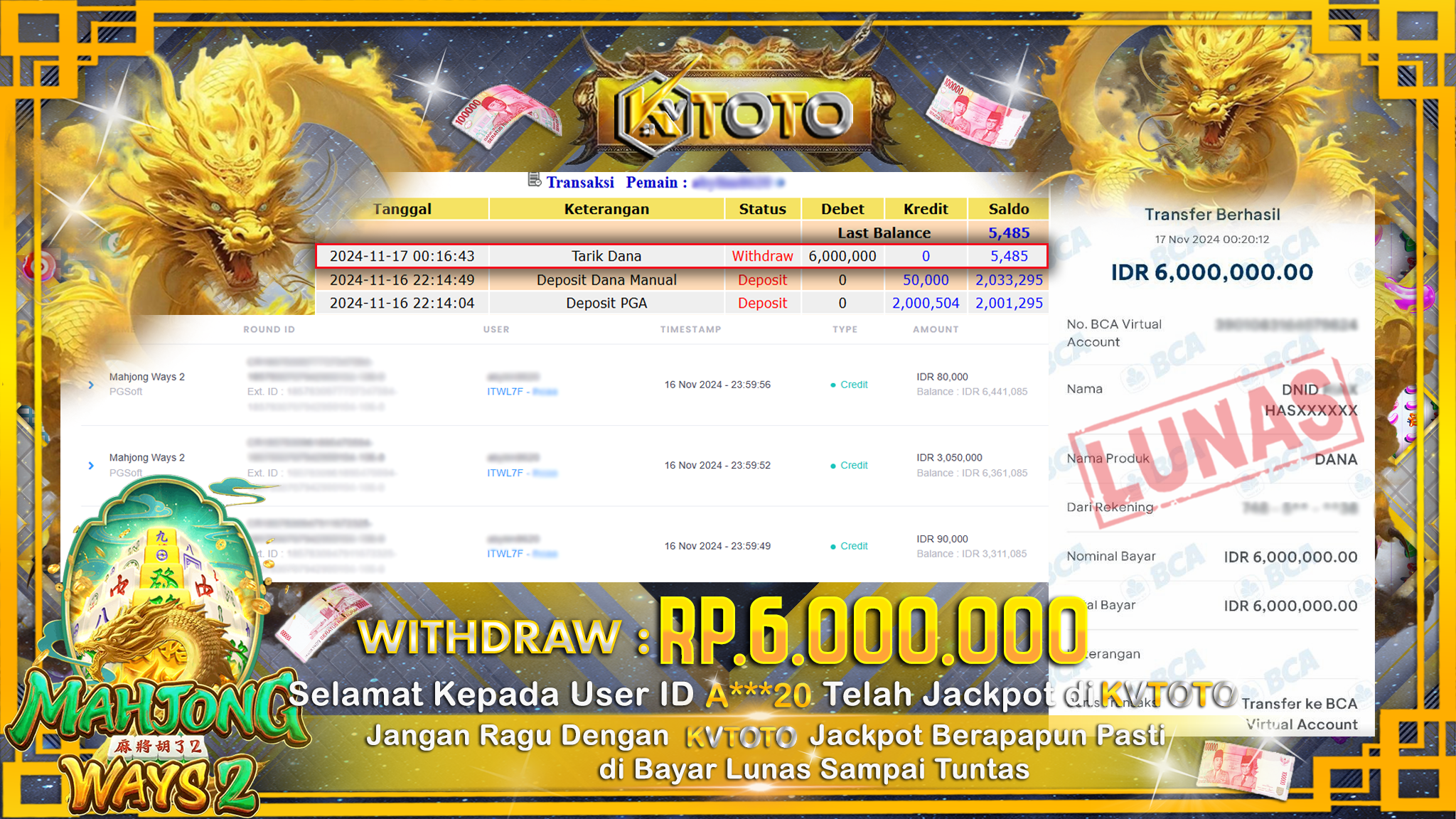 ✨ JACKPOT Di  SLOT MAHJONG WAYS 2 ✨