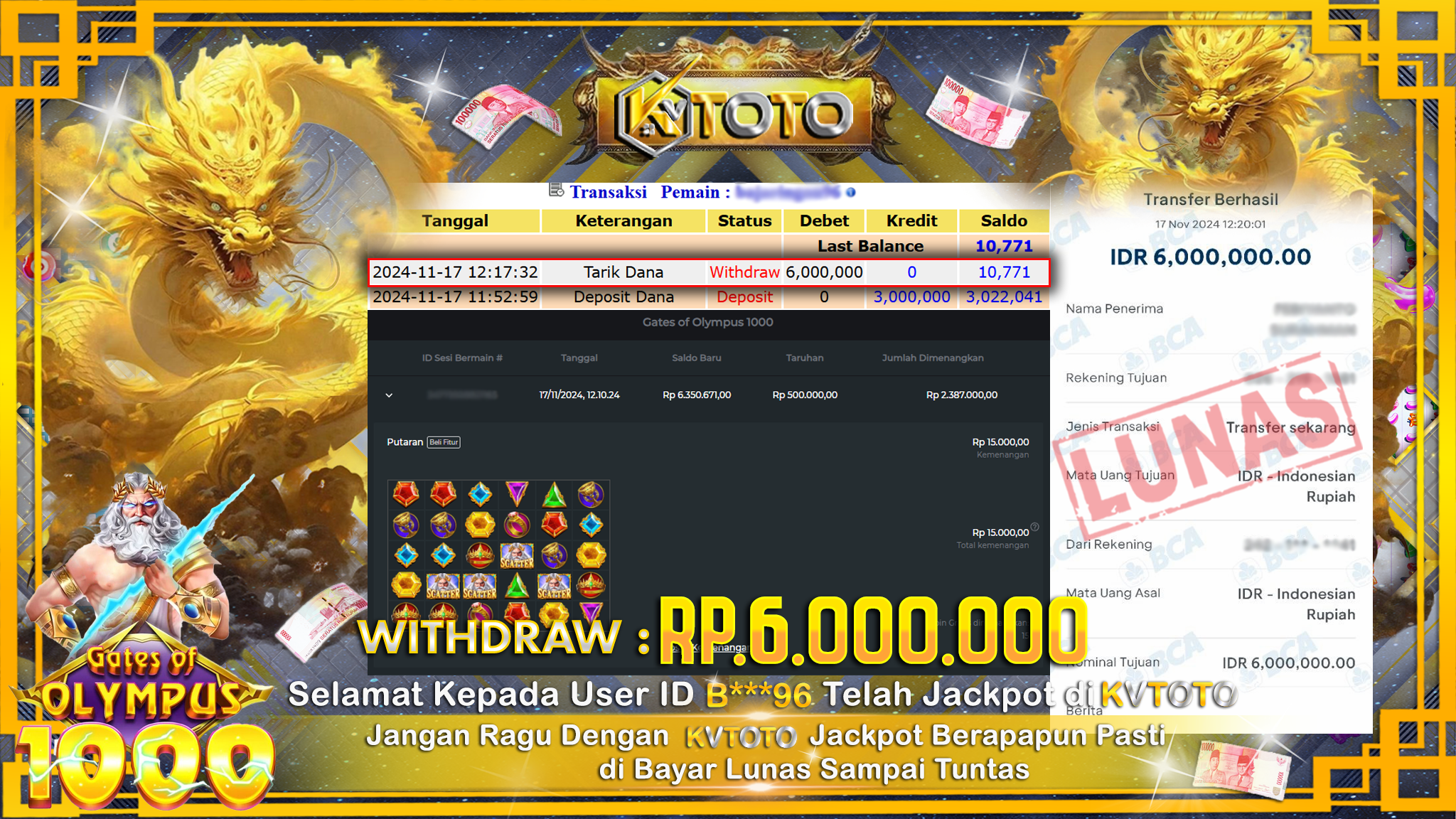 ✨ JACKPOT Di SLOT GATES OF OLYMPUS 1000 ✨