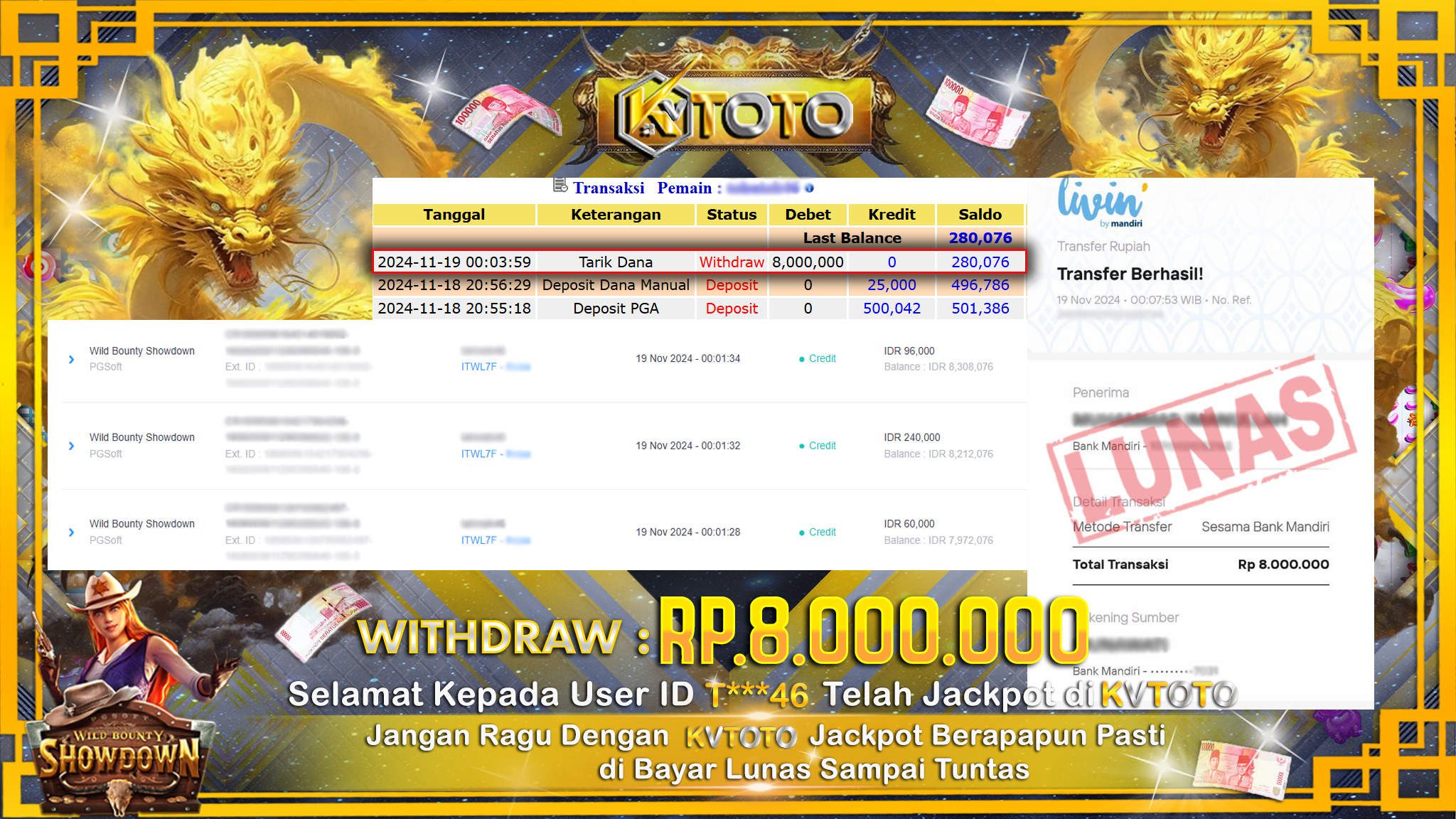 ✨ JACKPOT Di  SLOT WILD BOUNTY SHOWDOWN  ✨