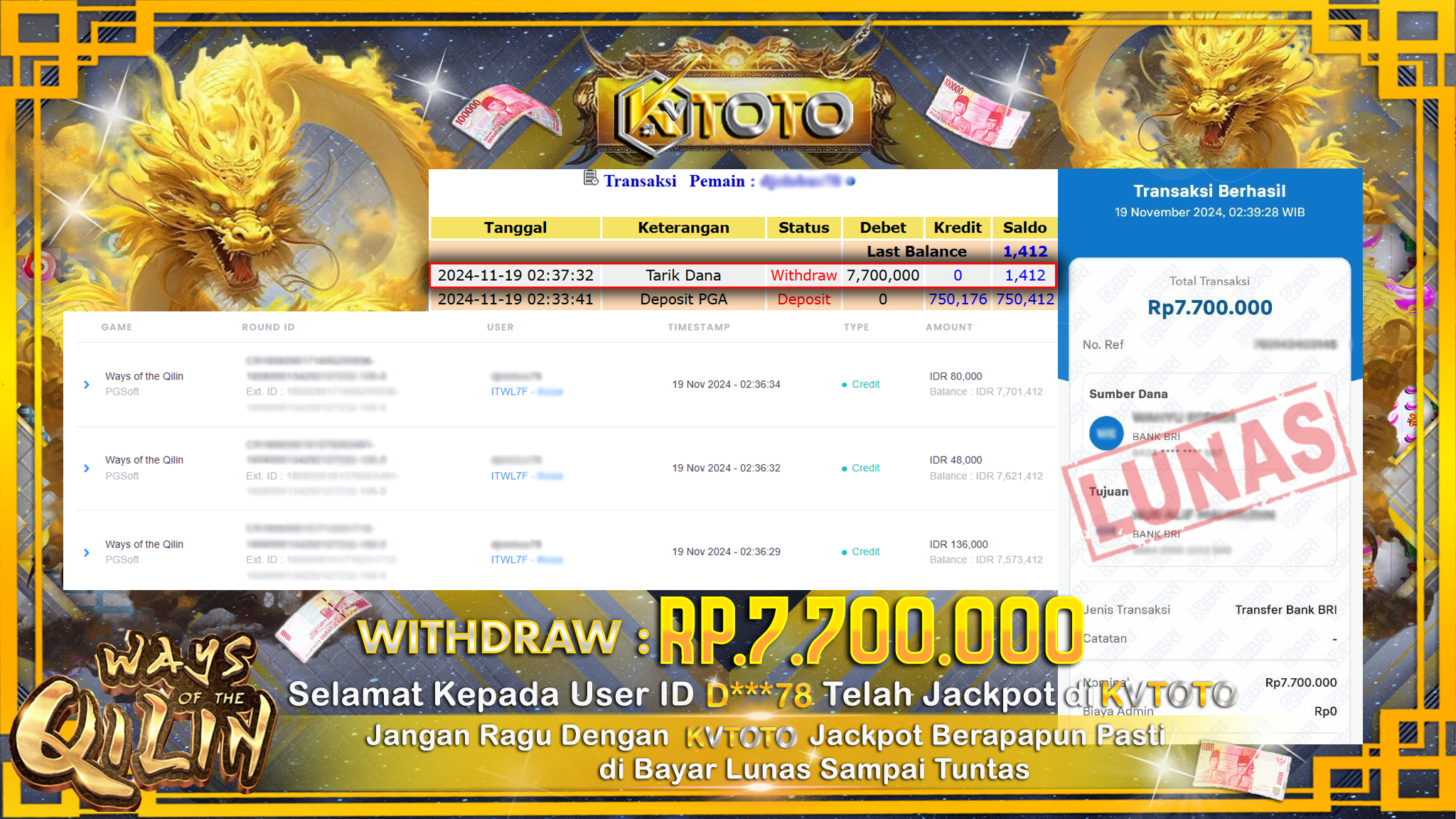 ✨ JACKPOT Di SLOT WAYS OF THE QILIN ✨