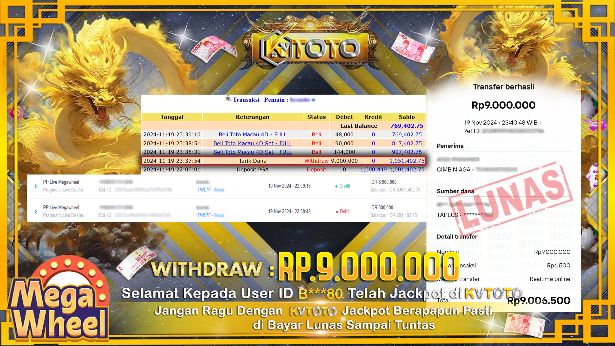 ✨ JACKPOT Di SLOT MEGA WHEEL  ✨