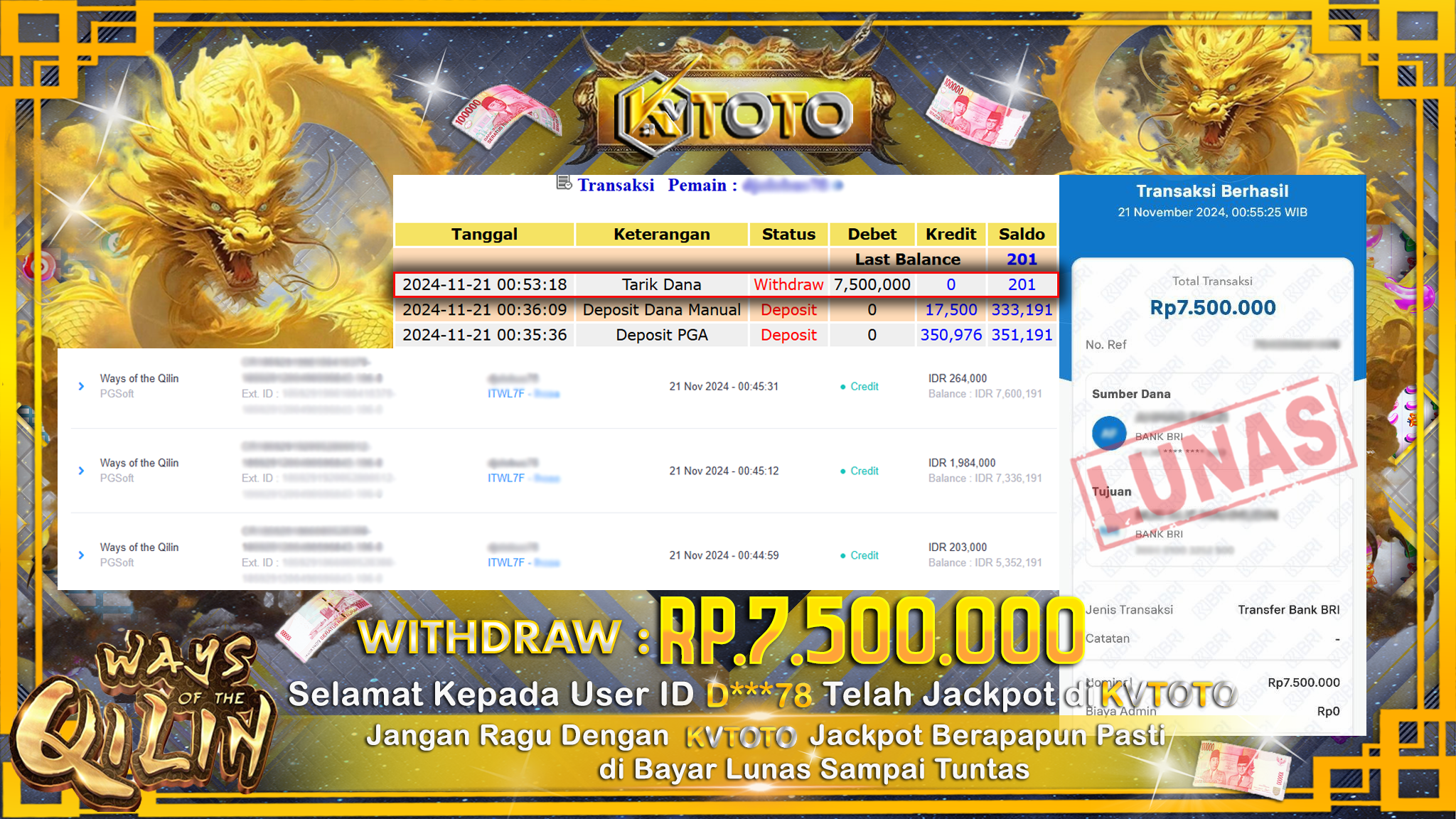 ✨ JACKPOT Di SLOT WAYS OF THE QILIN ✨