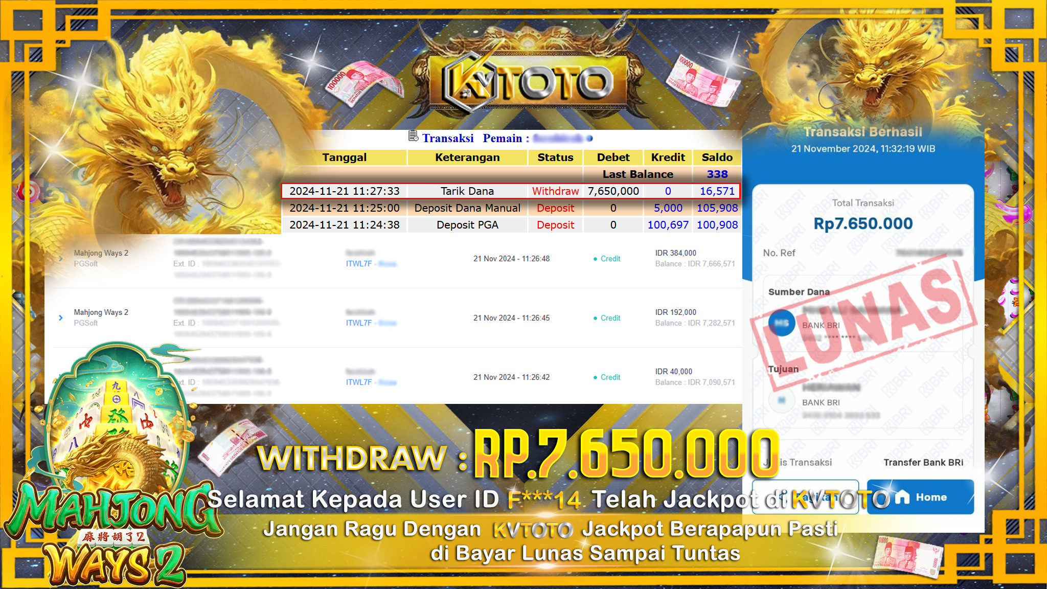✨ JACKPOT Di  SLOT MAHJONG WAYS 2  ✨