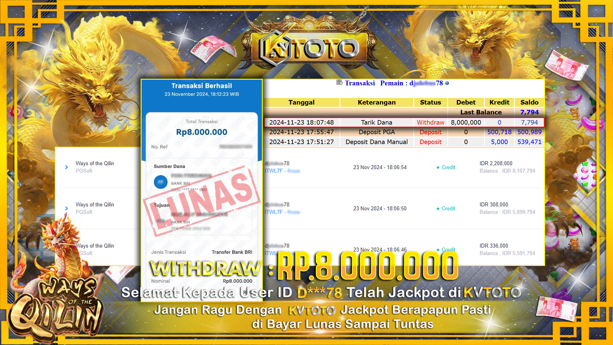 ✨ JACKPOT Di SLOT WAYS OF THE QILIN ✨