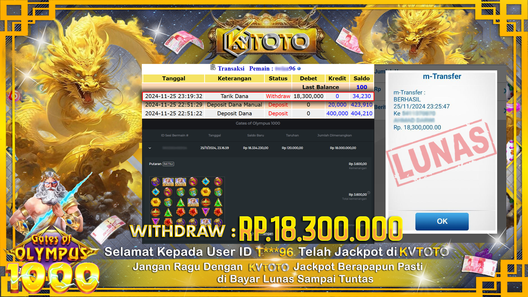 ✨ JACKPOT Di SLOT GATES OF OLYMPUS 1000  ✨