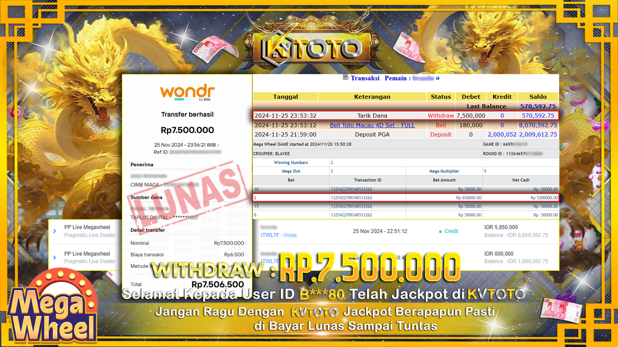 ✨ JACKPOT Di SLOT MEGA WHELL✨
