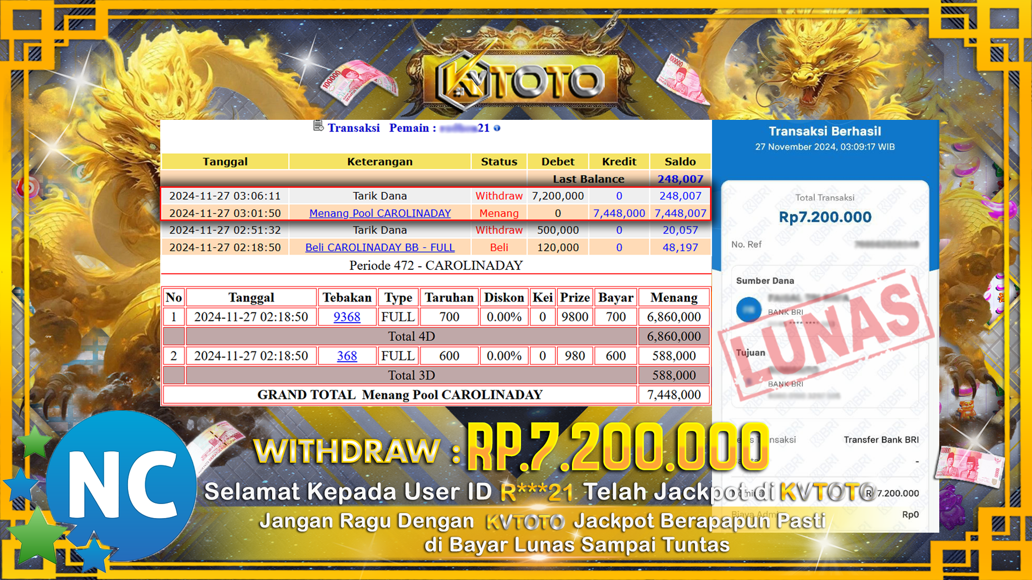 ✨ JACKPOT Di POOL CAROLINA DAY ✨
