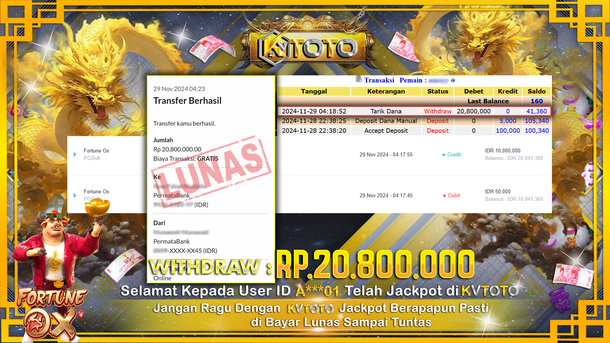 ✨ JACKPOT Di SLOT FORTUNE OX ✨