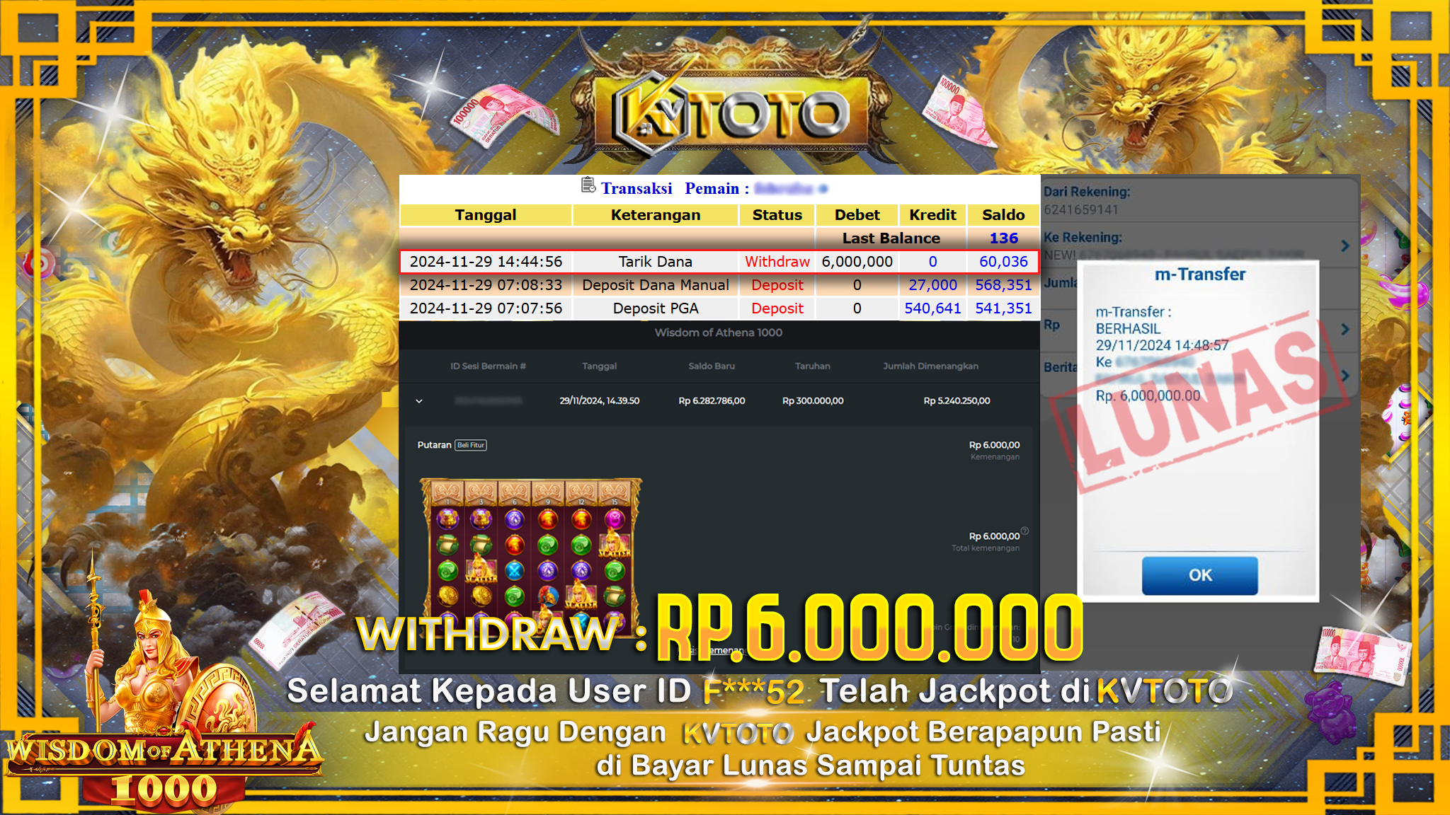 ✨ JACKPOT Di SLOT WISDHOM OF ATHENA 1000 ✨