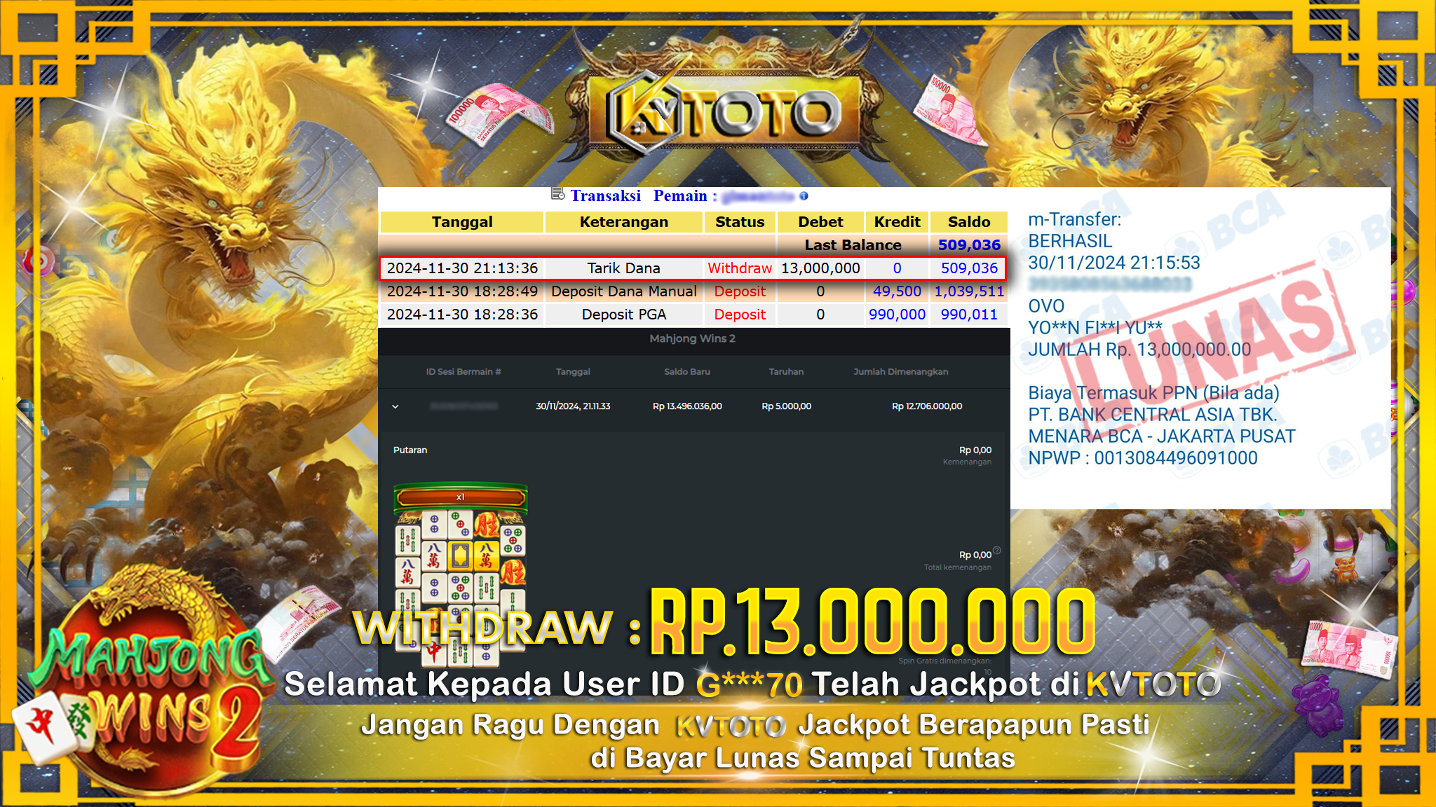 ✨ JACKPOT Di SLOT MAHJONG WINS 2 ✨
