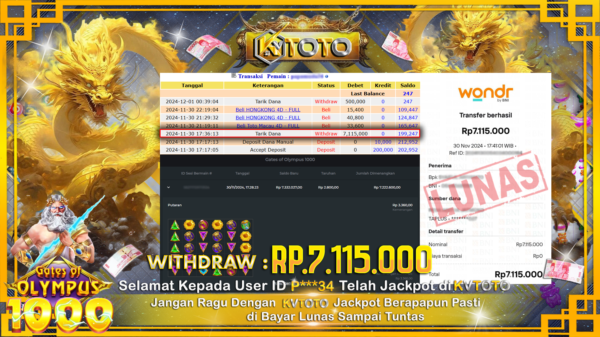 ✨ JACKPOT Di SLOT GATES OF OLYMPUS 1000 ✨