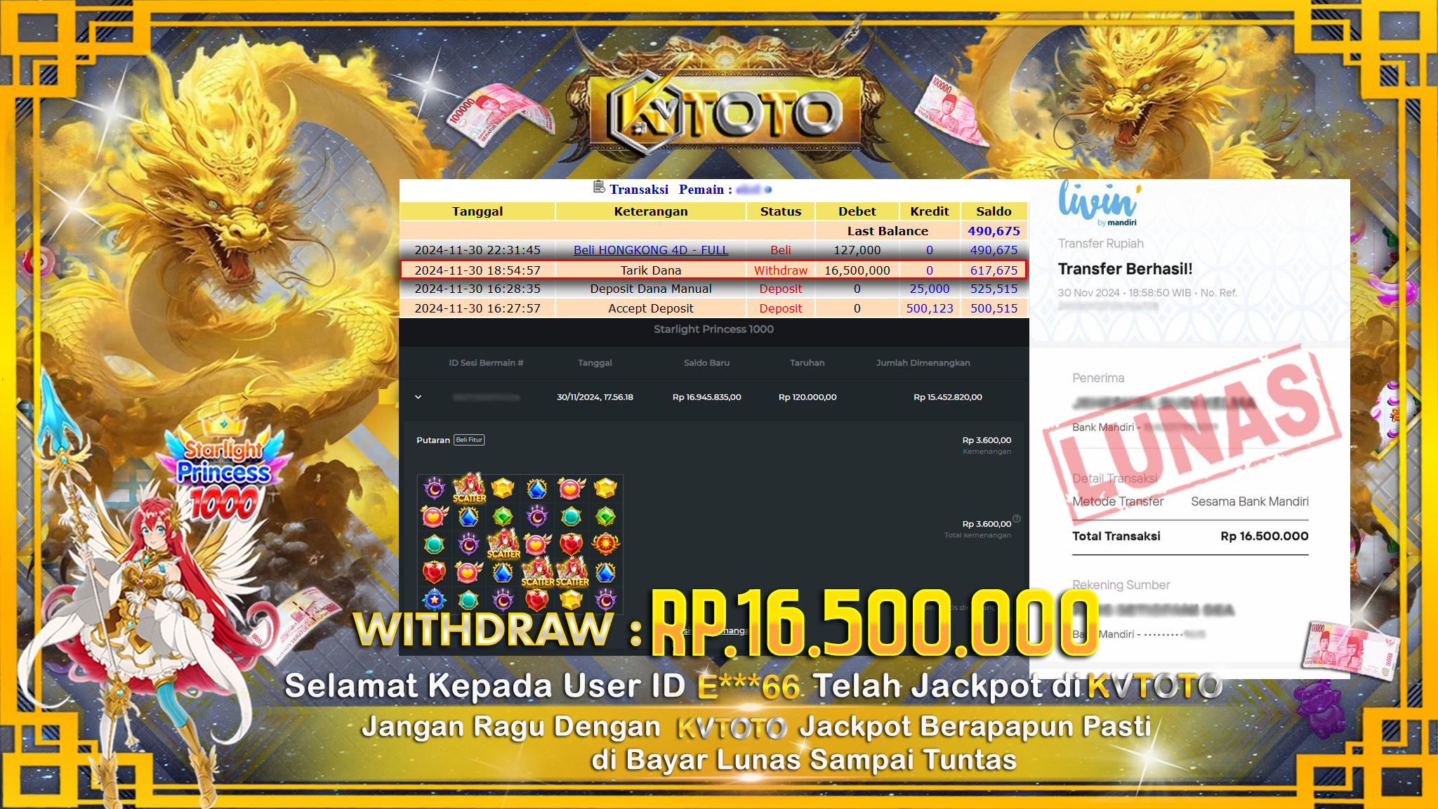 ✨ JACKPOT Di SLOT STARLIGHT PRINCEESS 1000   ✨
