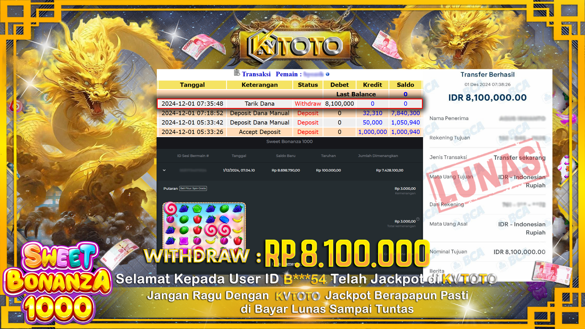 ✨ JACKPOT Di SLOT SWEET BONANZA 1000  ✨