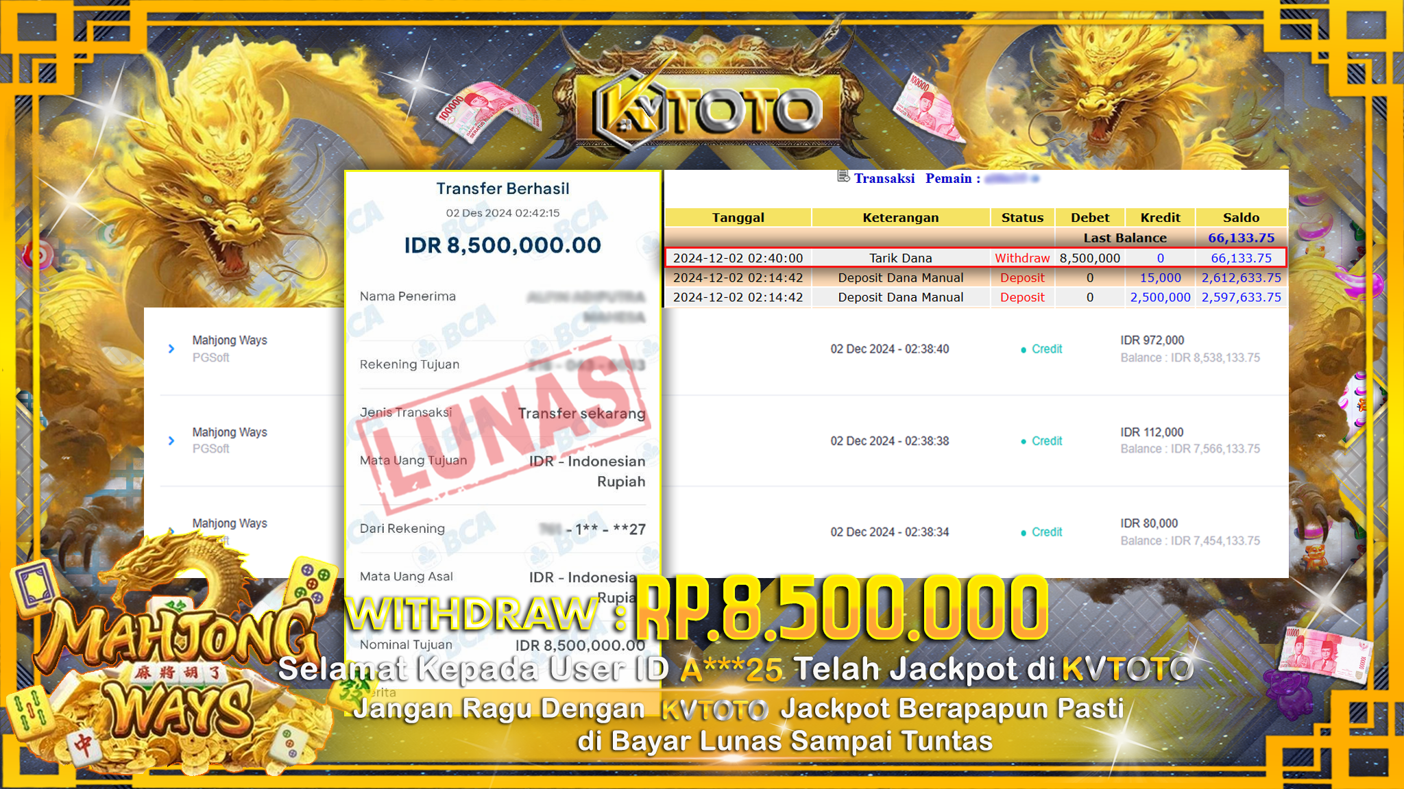 ✨ JACKPOT Di SLOT MAHJONG WAYS  ✨
