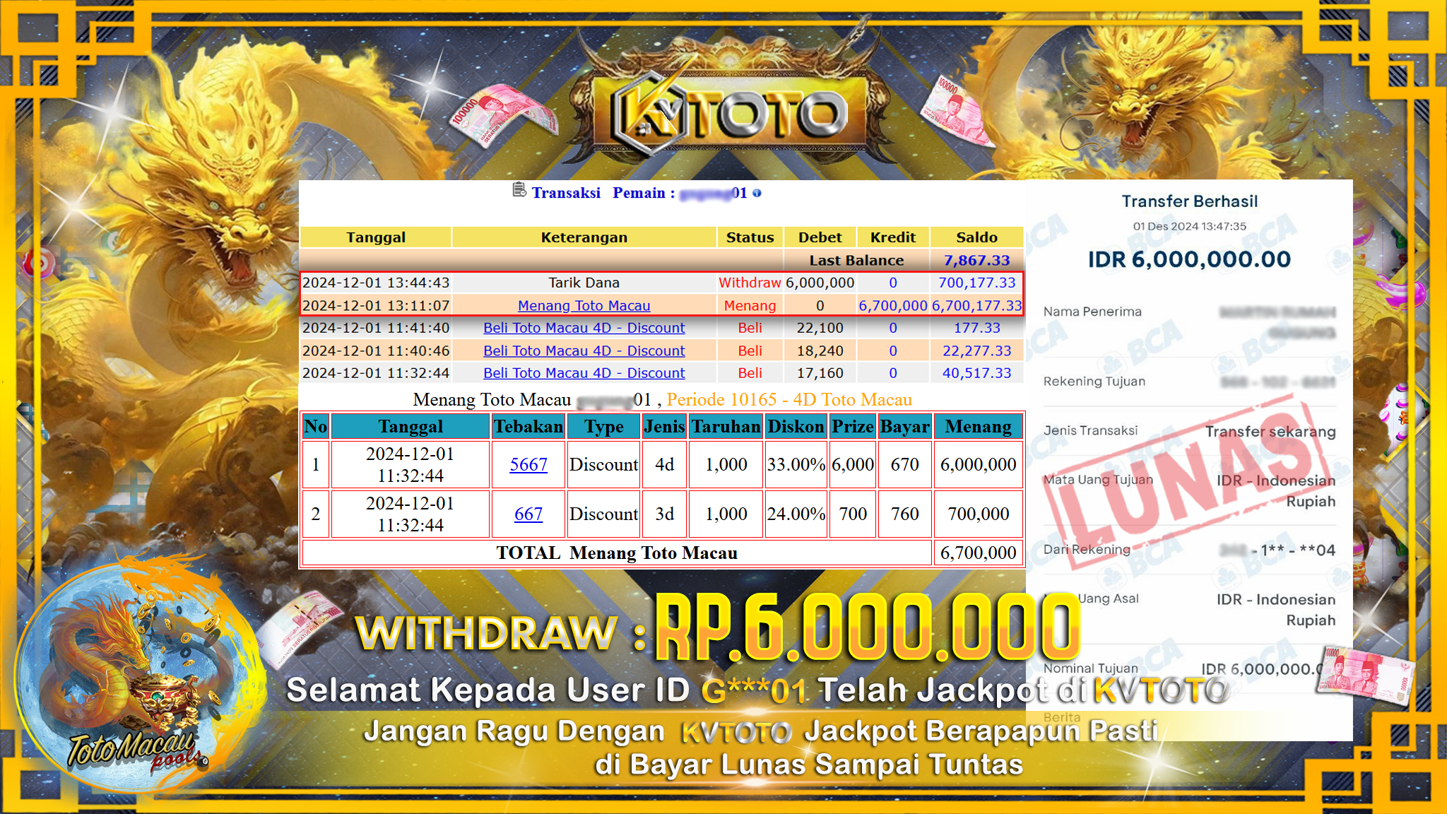 ✨ JACKPOT Di TOTO MACAU POOLS ✨