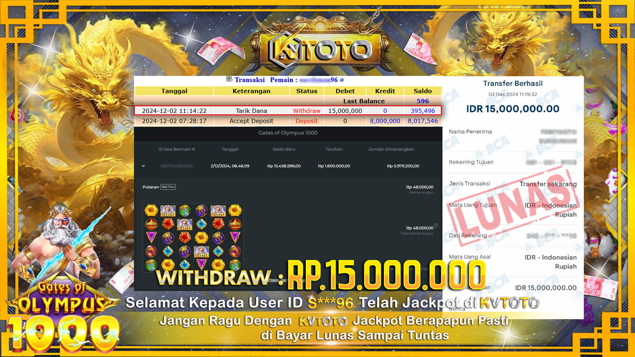 ✨ JACKPOT Di SLOT GATES OF OLYMPUS 1000 ✨