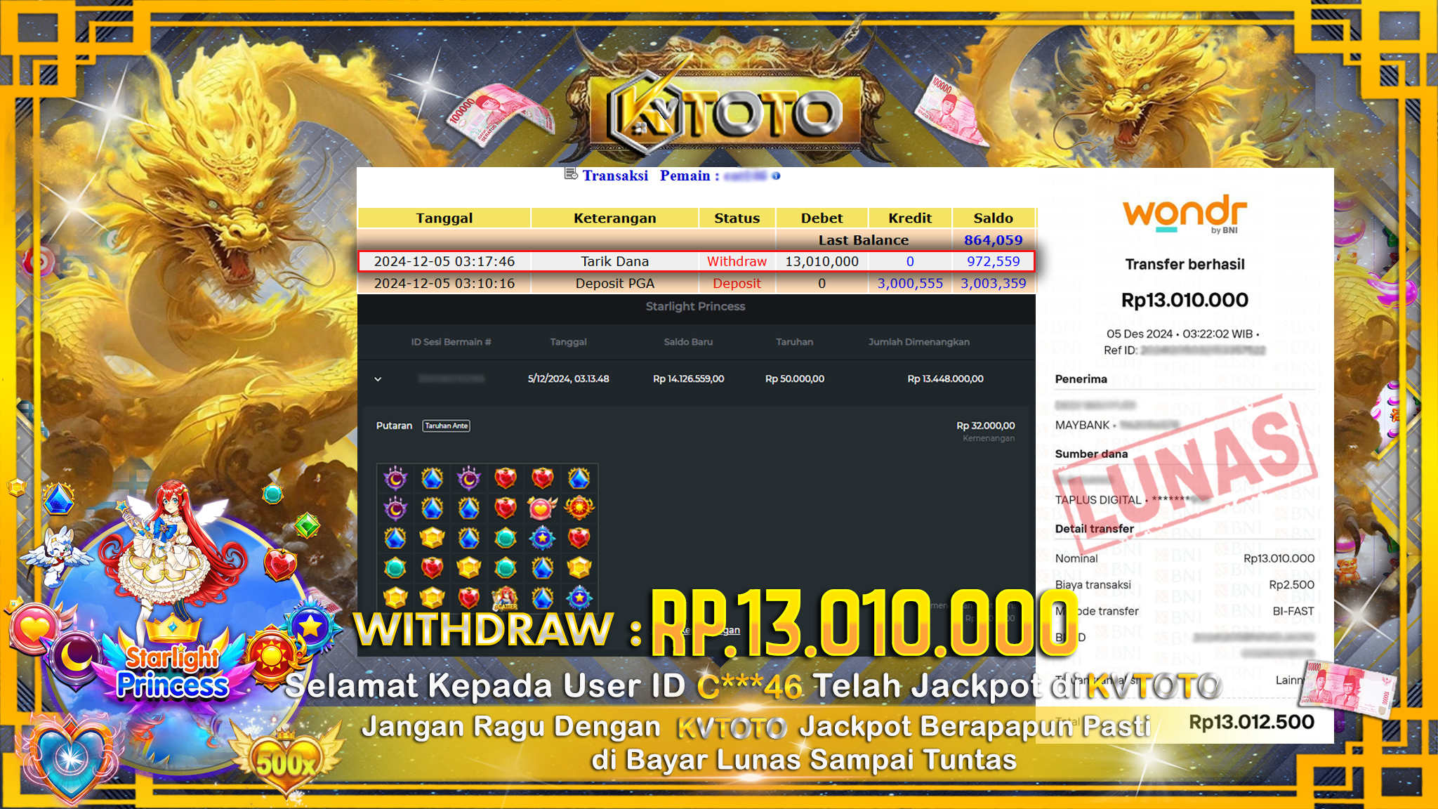 ✨ JACKPOT Di SLOT STARLIGHT PRINCESS ✨