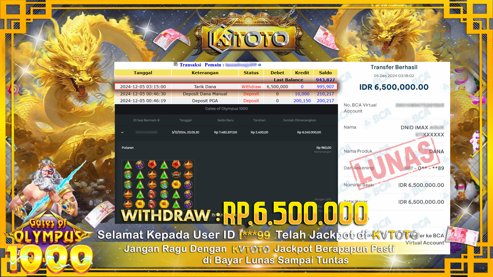 ✨ JACKPOT Di SLOT GATES OF OLYMPUS 1000 ✨