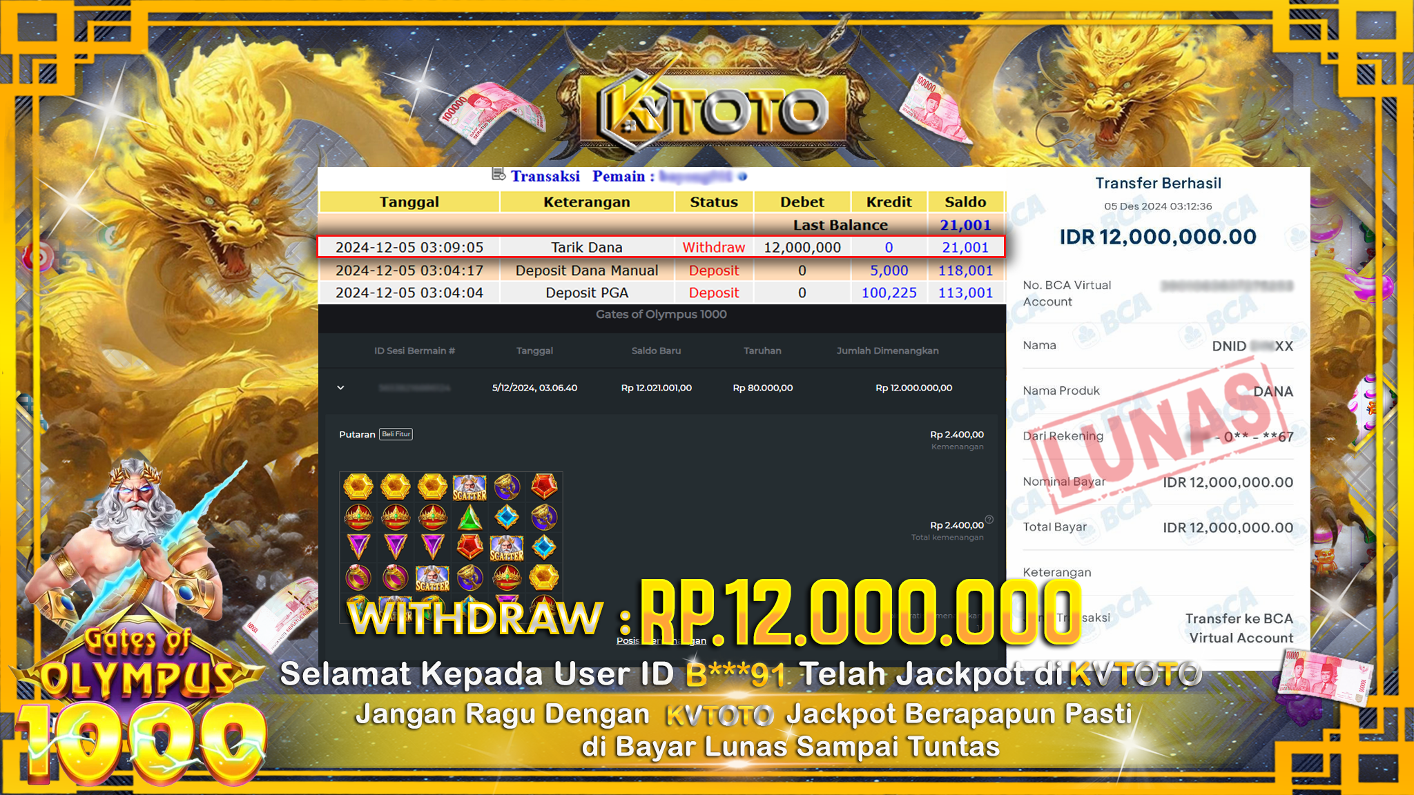 ✨ JACKPOT Di SLOT GATES OF OLYMPUS 1000 ✨