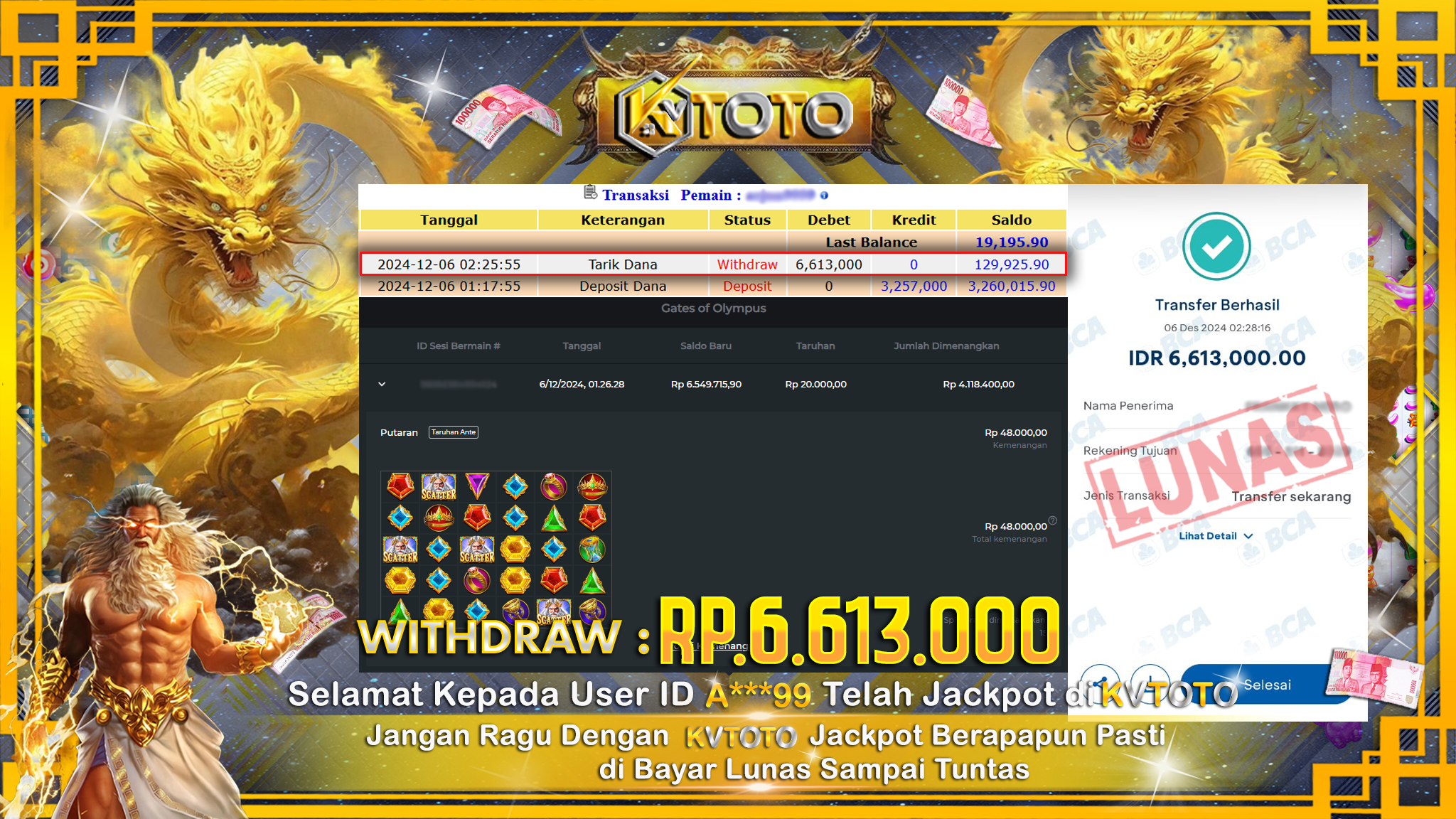 ✨ JACKPOT Di SLOT GATES OF OLYMPUS ✨