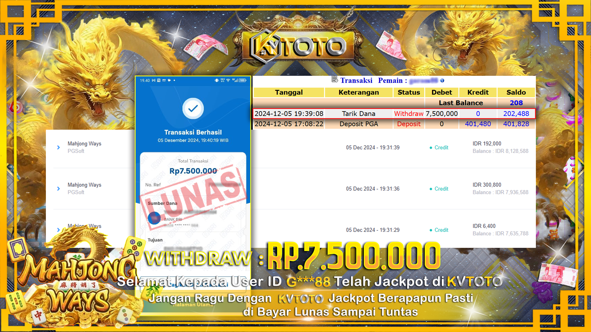 ✨ JACKPOT Di SLOT MAHJONG WAYS  ✨