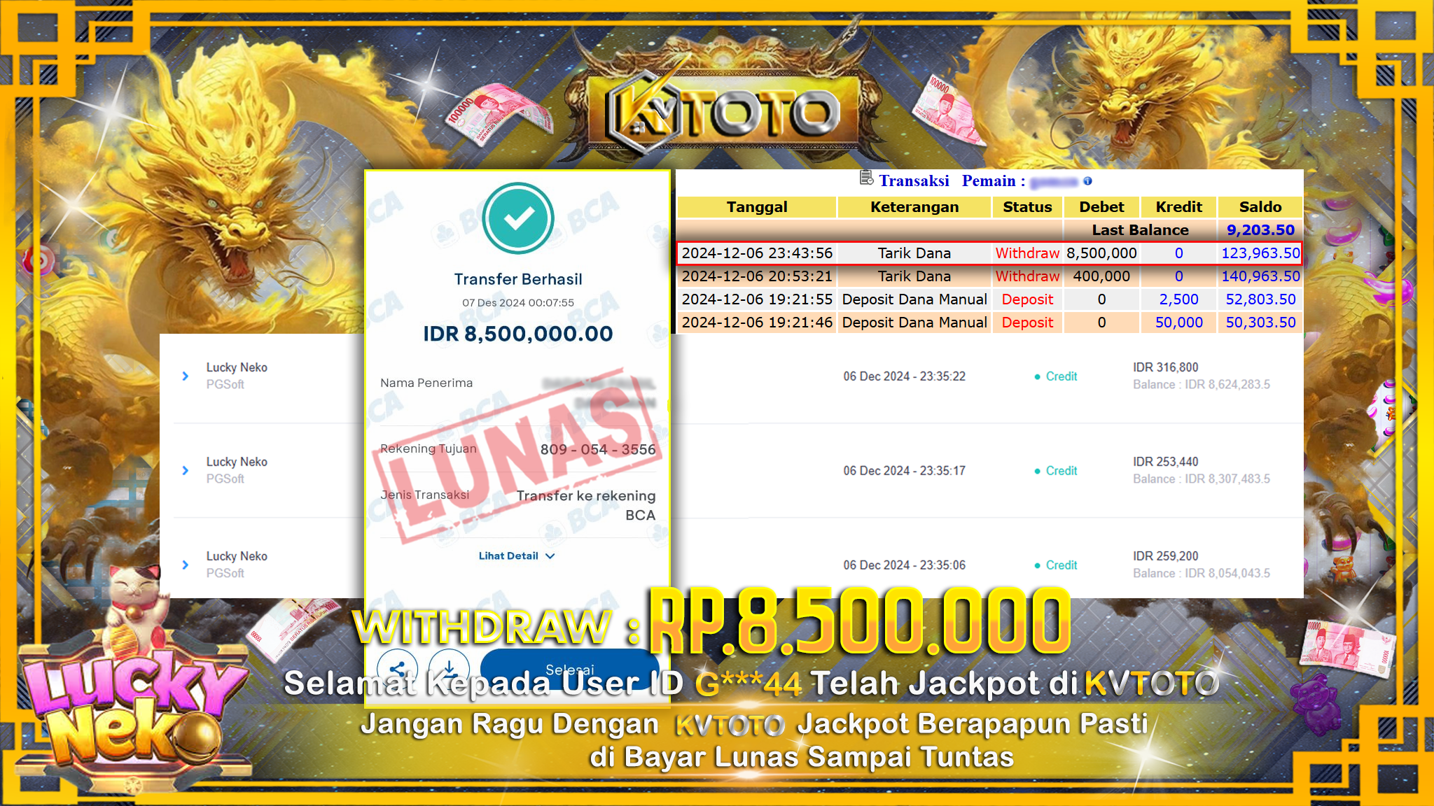 ✨ JACKPOT Di SLOT LUCKY NEKO ✨