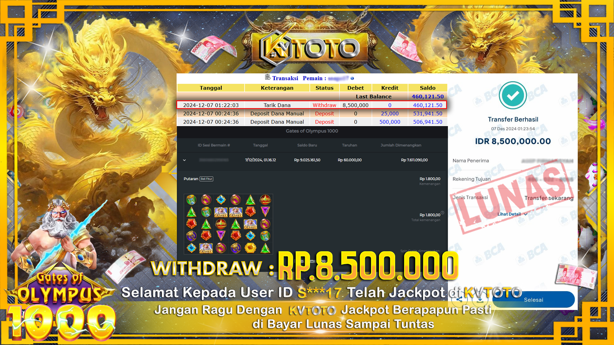 ✨ JACKPOT Di SLOT GATES OF OLYMPUS 1000 ✨